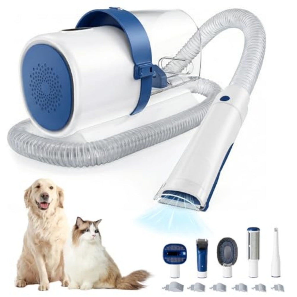 SalonAir grooming vacuum in gray and white-blue finishes