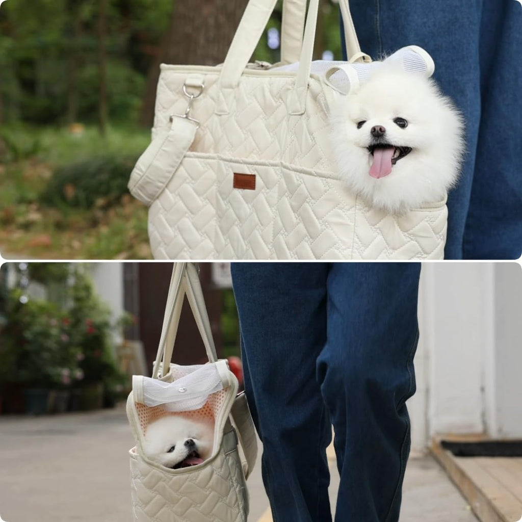 Quilted pet carrier tote product view