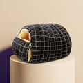 Pawshé HavenPod washable pet cave in Black Plaid with cream lining