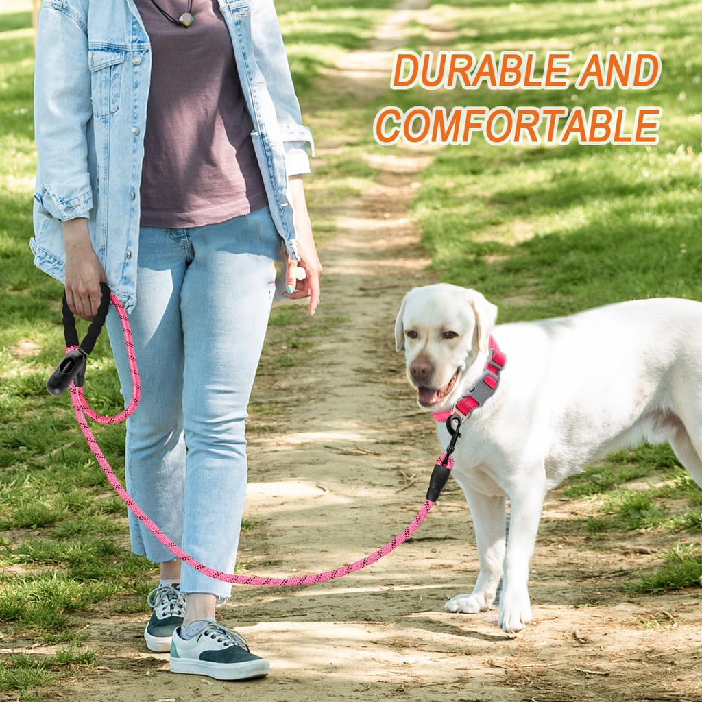 Pink reflective rope leash product view